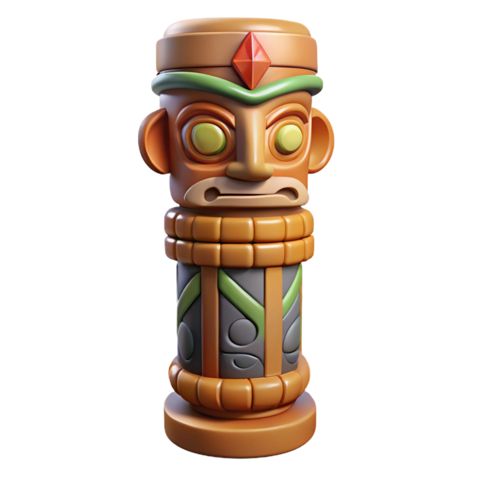 glorious romantic modern A totem pole with intricate carvings. NO BACKGROUND with Transparent Background. museum quality png