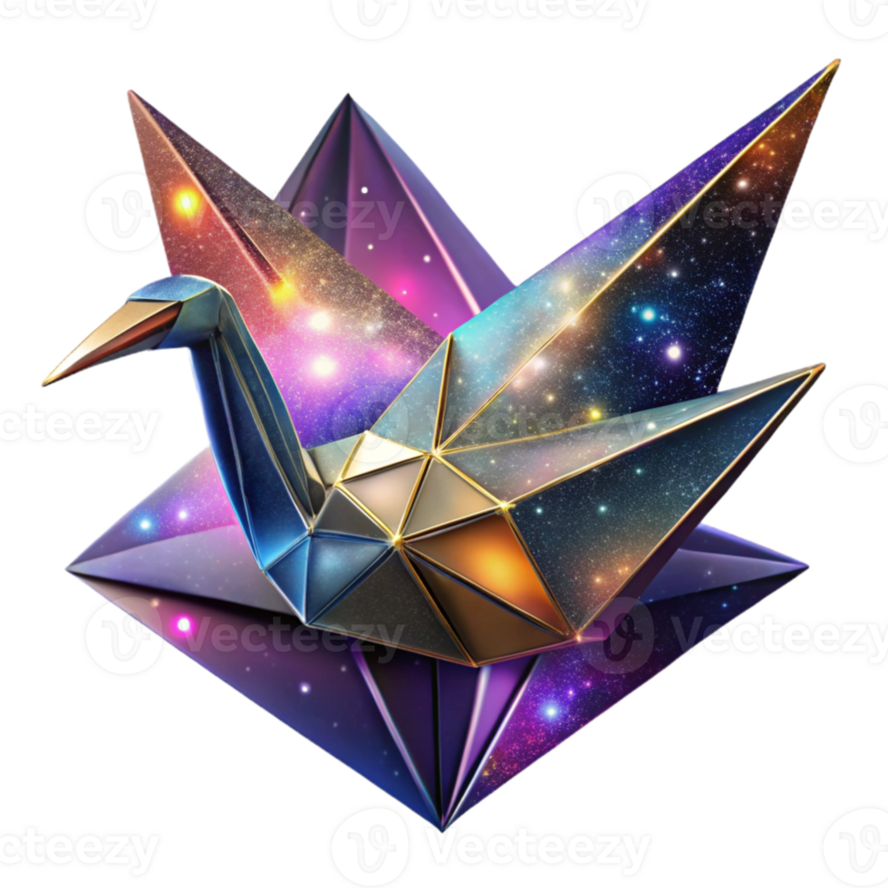 wonderful minimalist Colorful Origami Crane Isolated Folded Paper Art original png