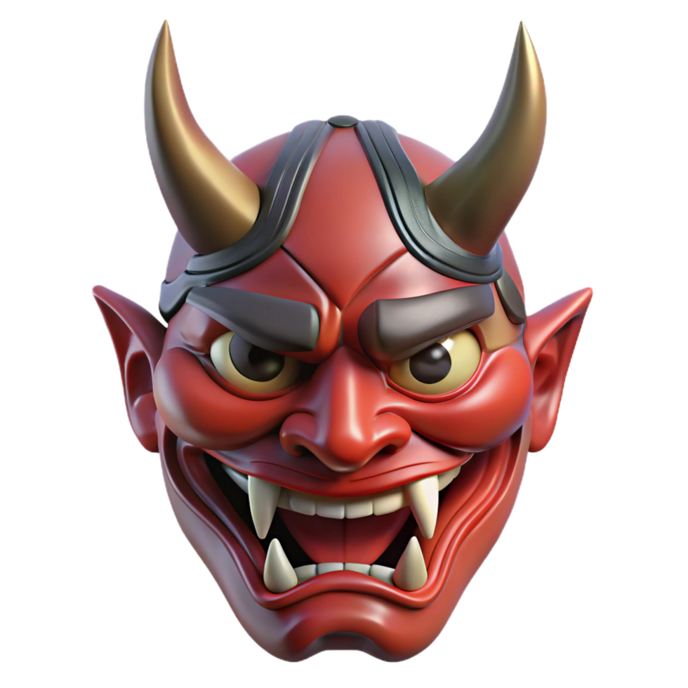enchanting whimsical coastal A Japanese Oni mask. NO BACKGROUND with Transparent Background. luxury png