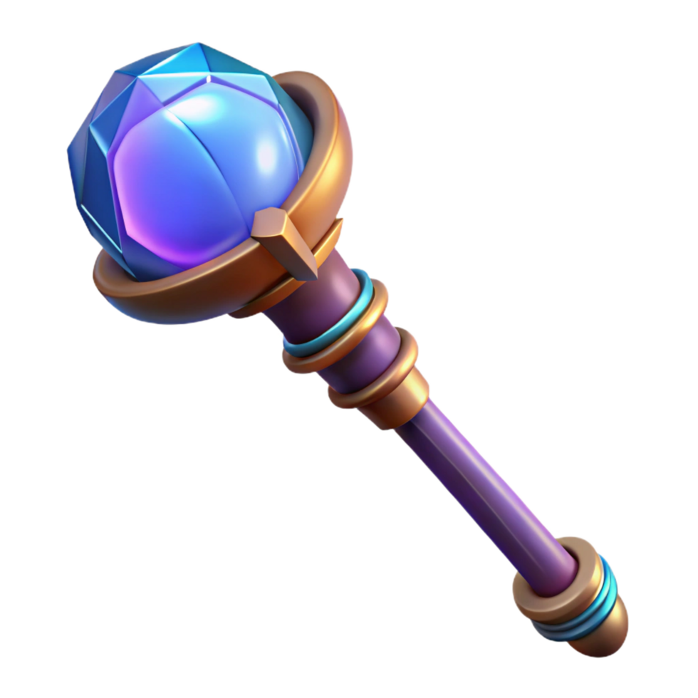 fascinating creative A wizard's staff topped with a glowing crystal orb, NO BACKGROUND with Transparent Background. exclusive png