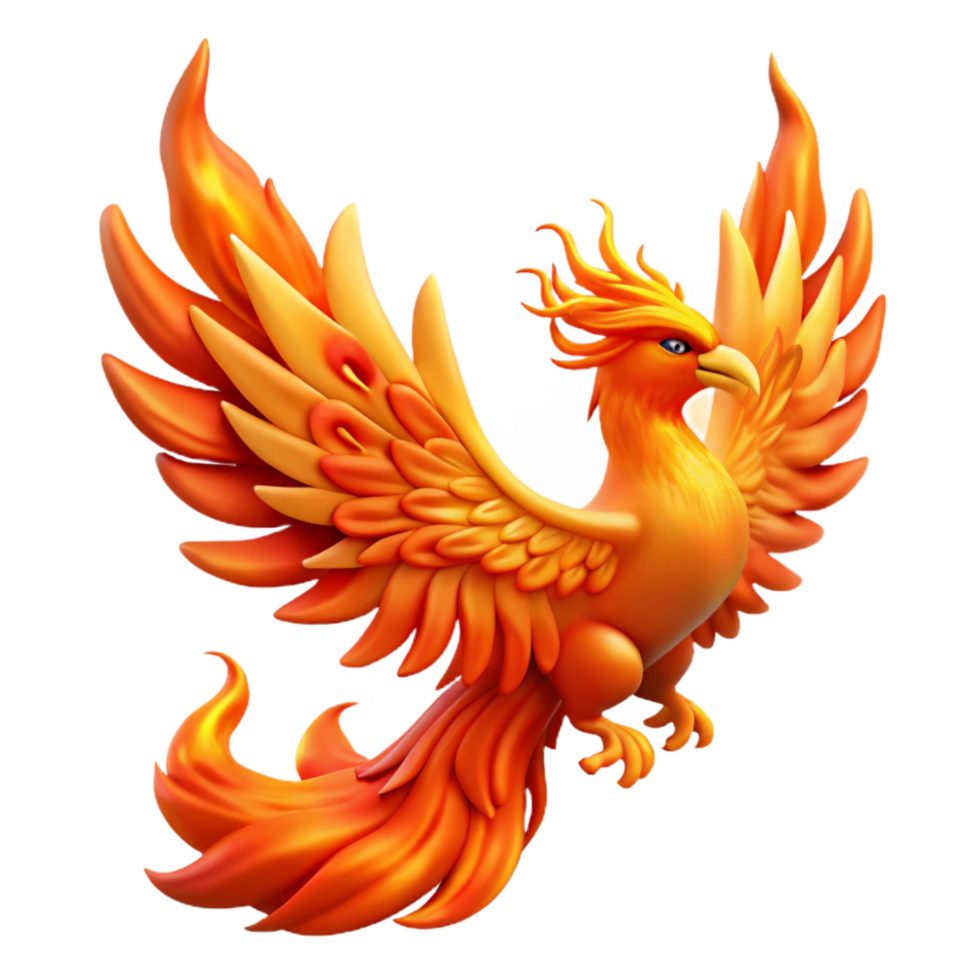 dramatic spectacular A majestic phoenix, engulfed in flames, NO BACKGROUND with Transparent Background. masterfully captured png