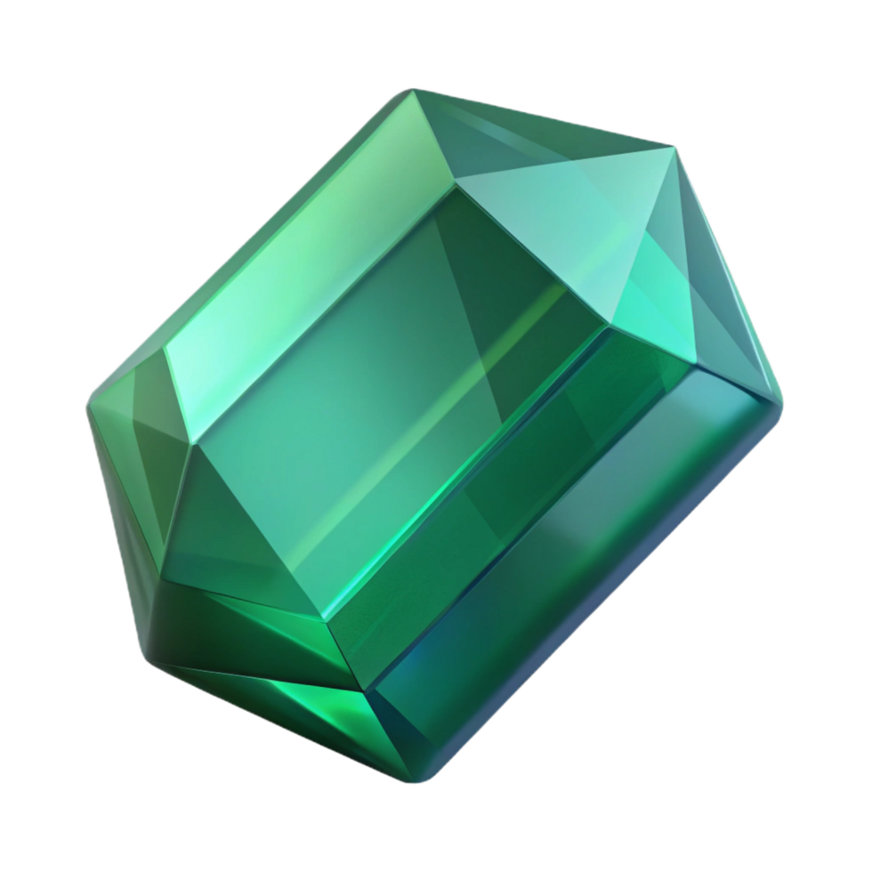 exquisite iconic A single, polished gemstone, emerald cut, NO BACKGROUND with Transparent Background. png