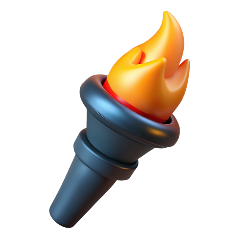 enchanting distinctive A stylized, burning torch, NO BACKGROUND with Transparent Background. png