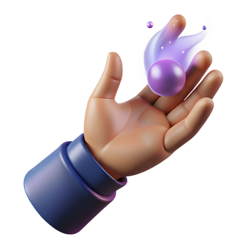 hypnotic memorable A detailed, human hand casting a spell, NO BACKGROUND with Transparent Background. png
