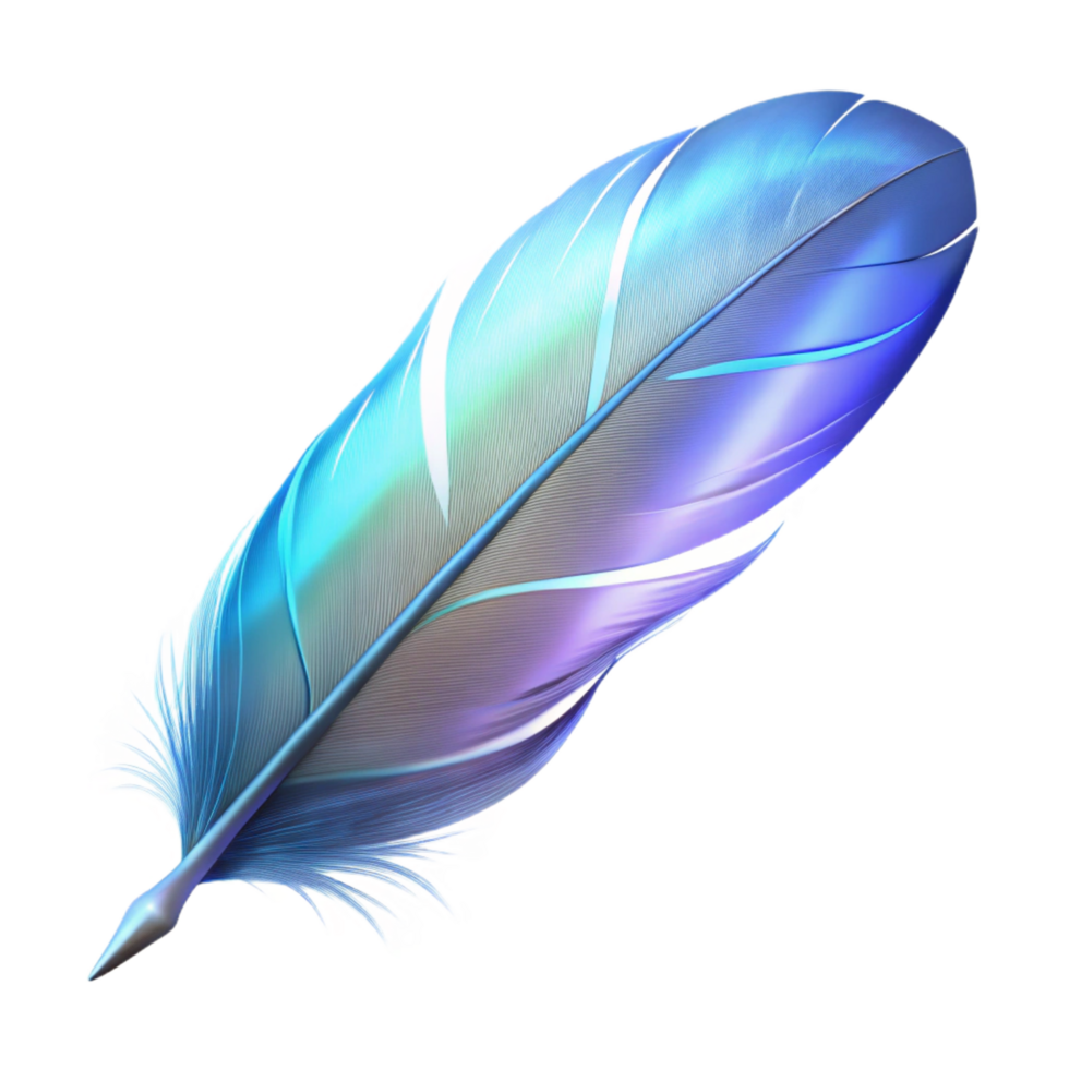 ethereal picturesque A single, perfect feather, glowing with an ethereal light. NO BACKGROUND with Transparent Background. refined png