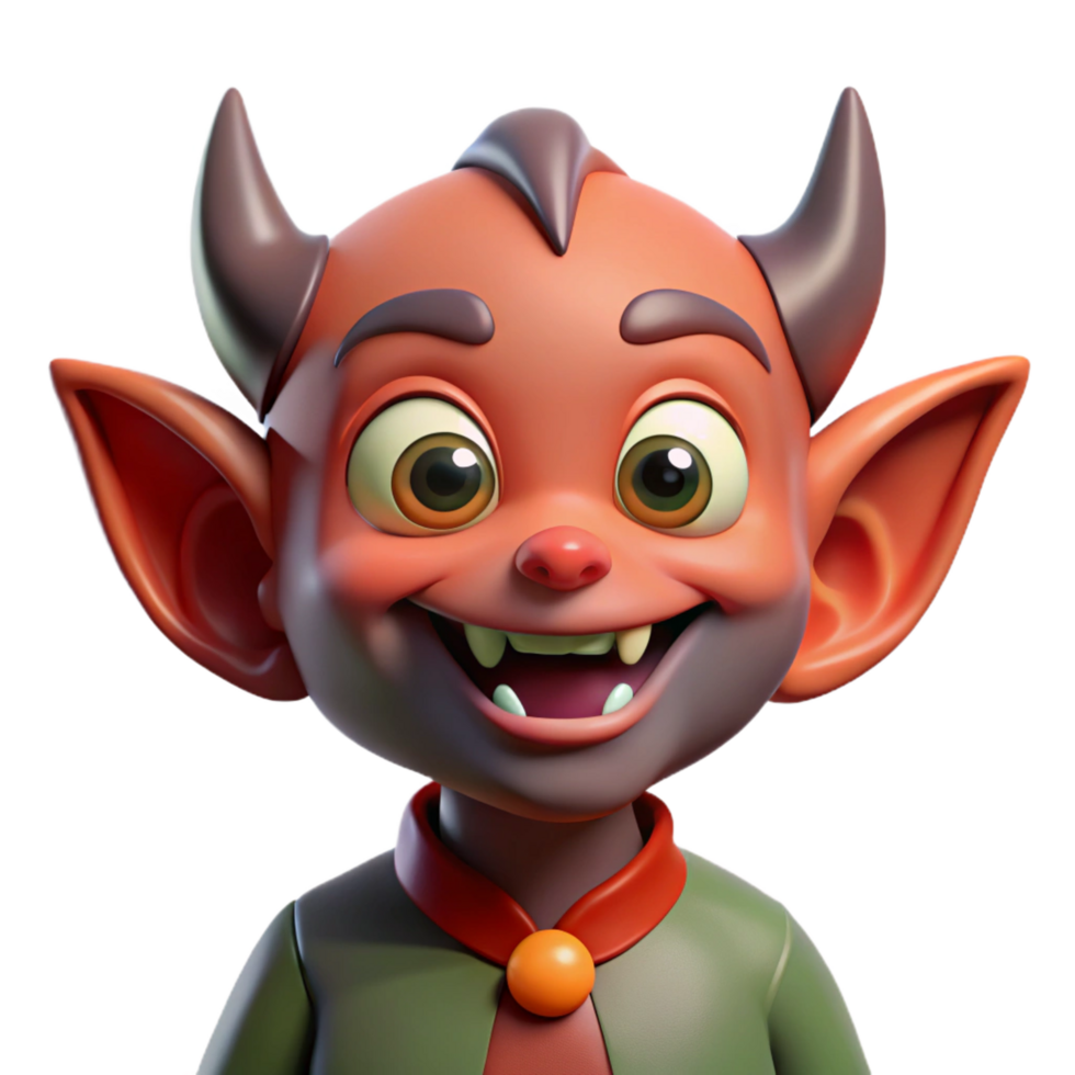 inspired elegant A playful imp, with pointed ears and a mischievous grin. NO BACKGROUND with Transparent Background. authentic png