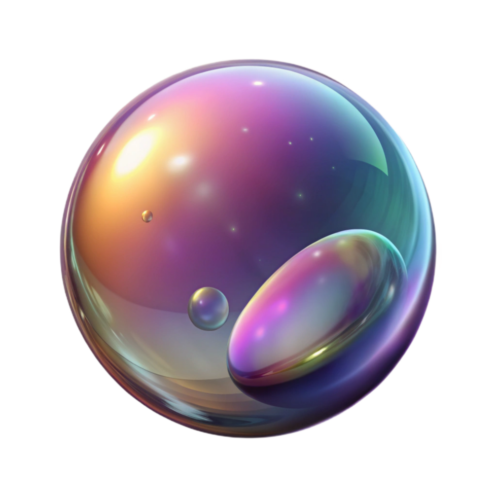 impressive artistic Colorful Soap Bubble Floating Isolated on Transparent Background genuine png