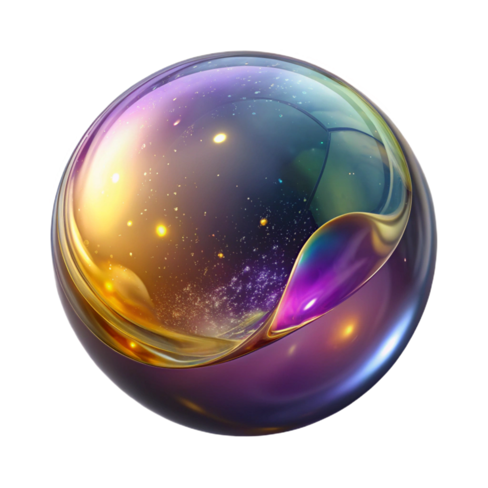 impressive abstract Colorful Soap Bubble Floating Isolated on Transparent Background exclusive png