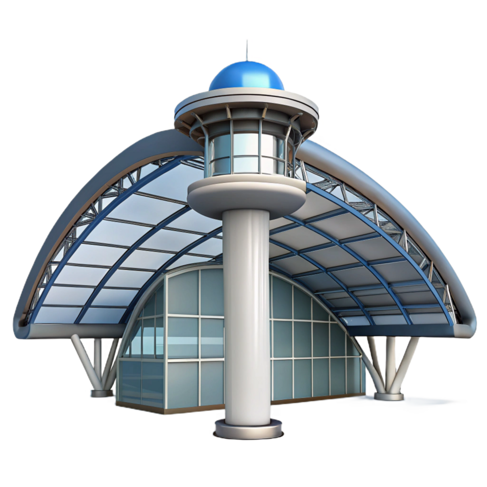 enchanting nostalgic avant-garde Modern airport terminal ceiling structure, NO BACKGROUND with Transparent Background. studio quality png