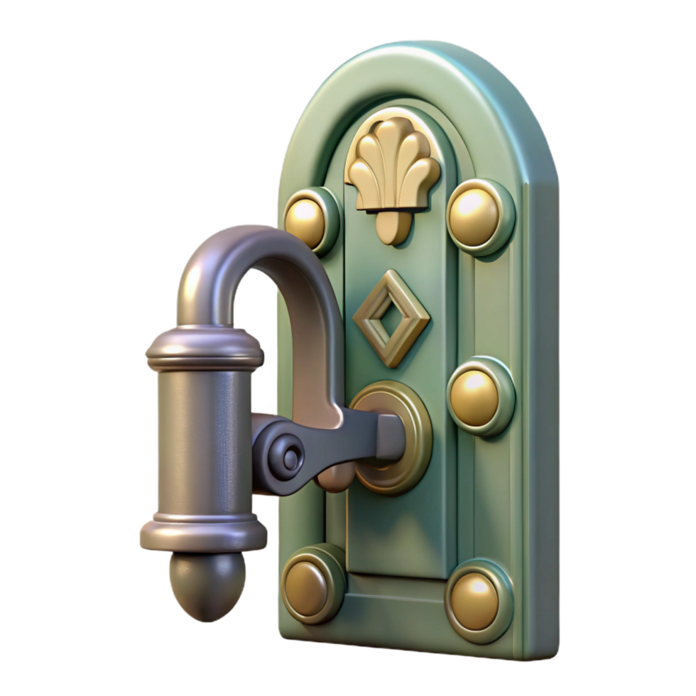 elegant peaceful urban Art Nouveau building door hardware, NO BACKGROUND with Transparent Background. masterfully captured png