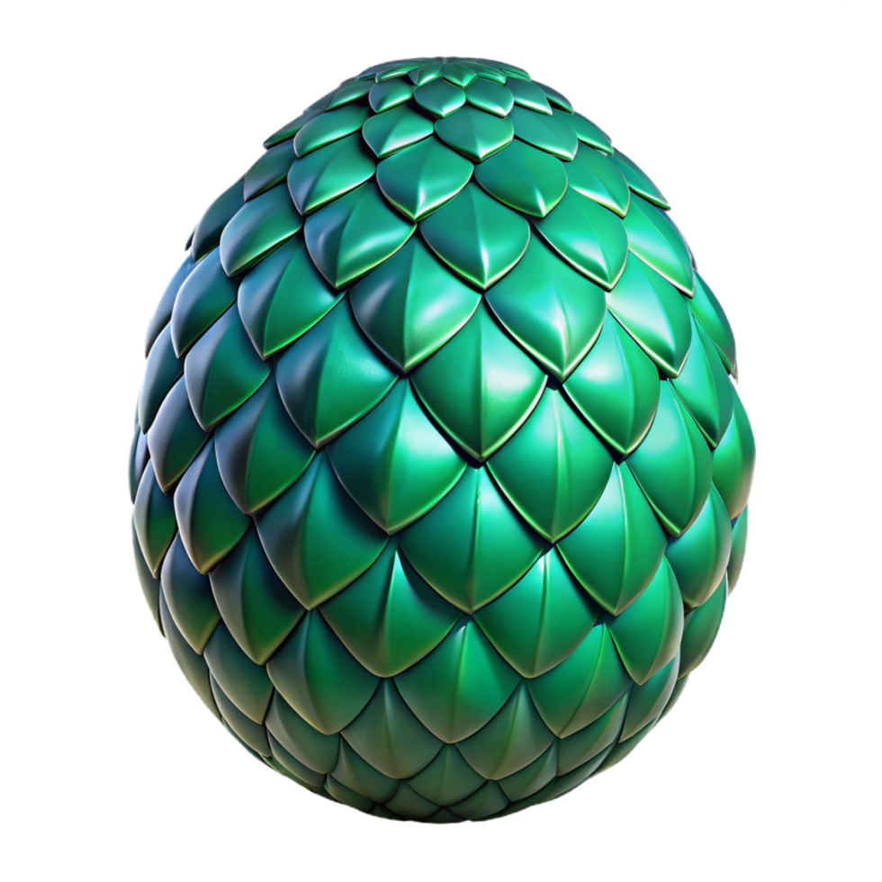gorgeous art deco A fierce dragon egg with shimmering emerald scales. NO BACKGROUND with Transparent Background. genuine png