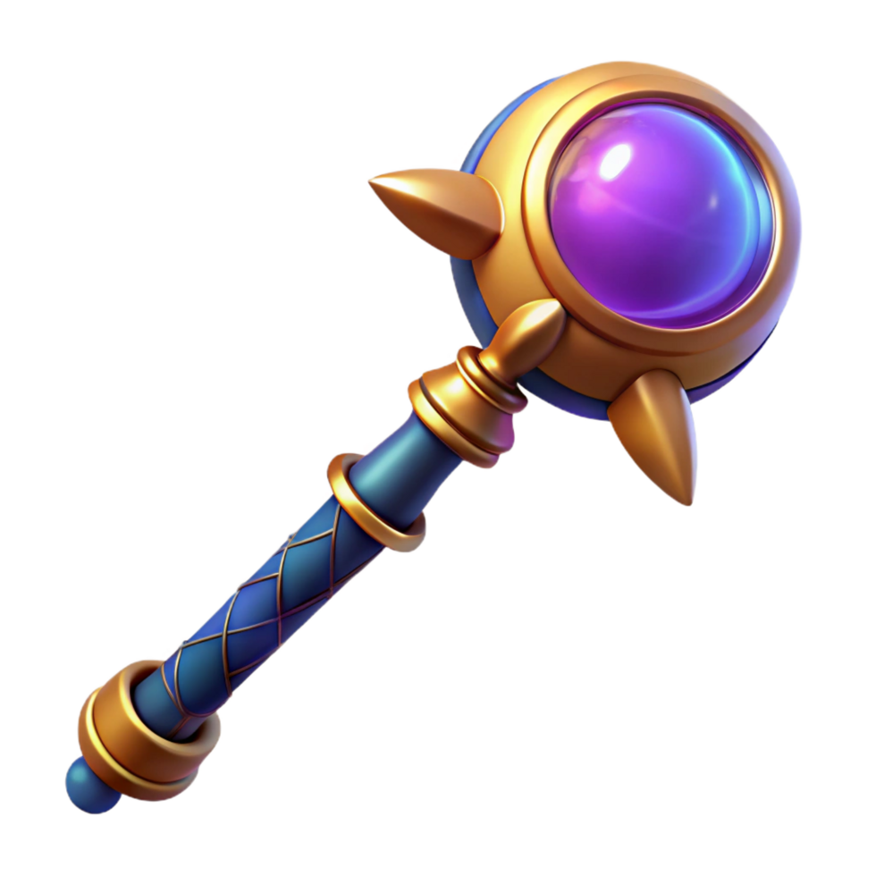 imaculado dinâmico geométrico uma poderoso Mago funcionários coberto com uma brilhando esfera. não fundo com transparente fundo. original png
