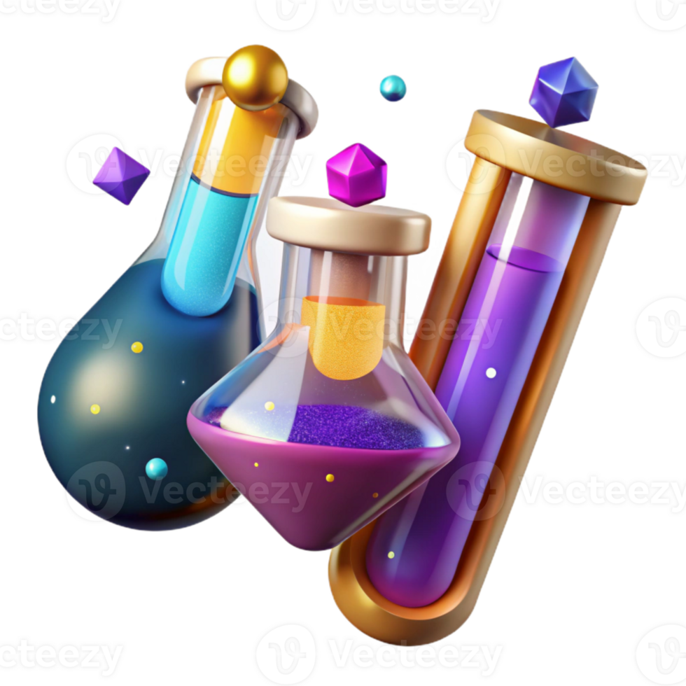 impressive rustic Colorful Test Tubes Chemical Reaction Cutout Element professional png