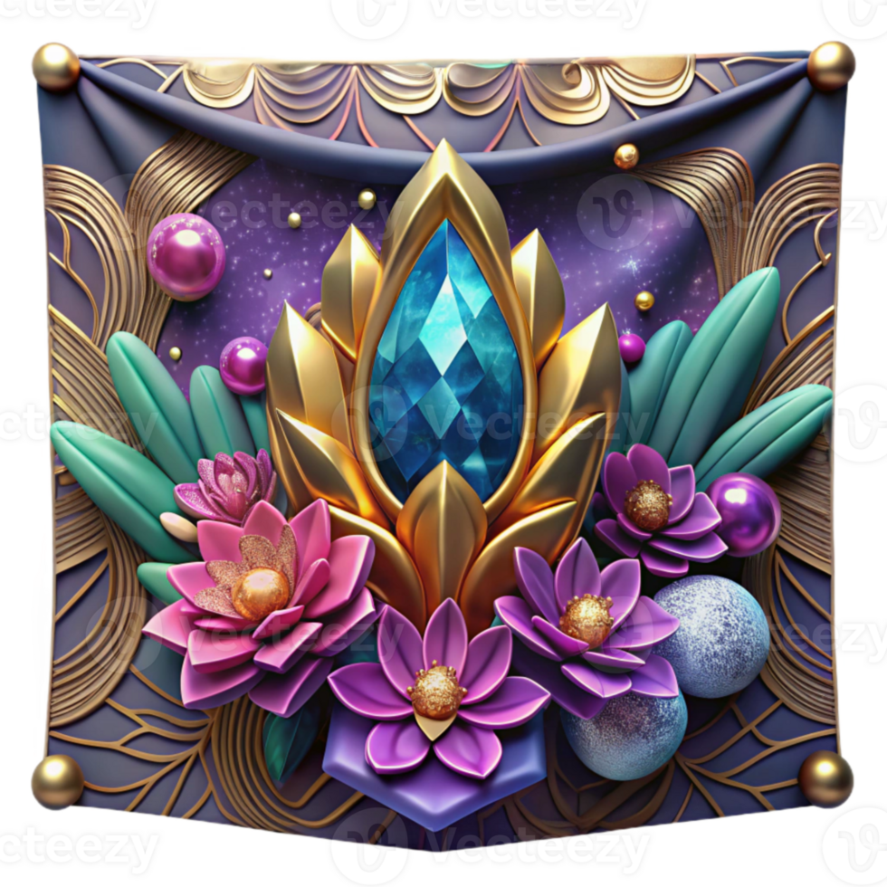 vibrant contemporary Colorful Tapestry Floral Arrangement Transparent Background detailed png