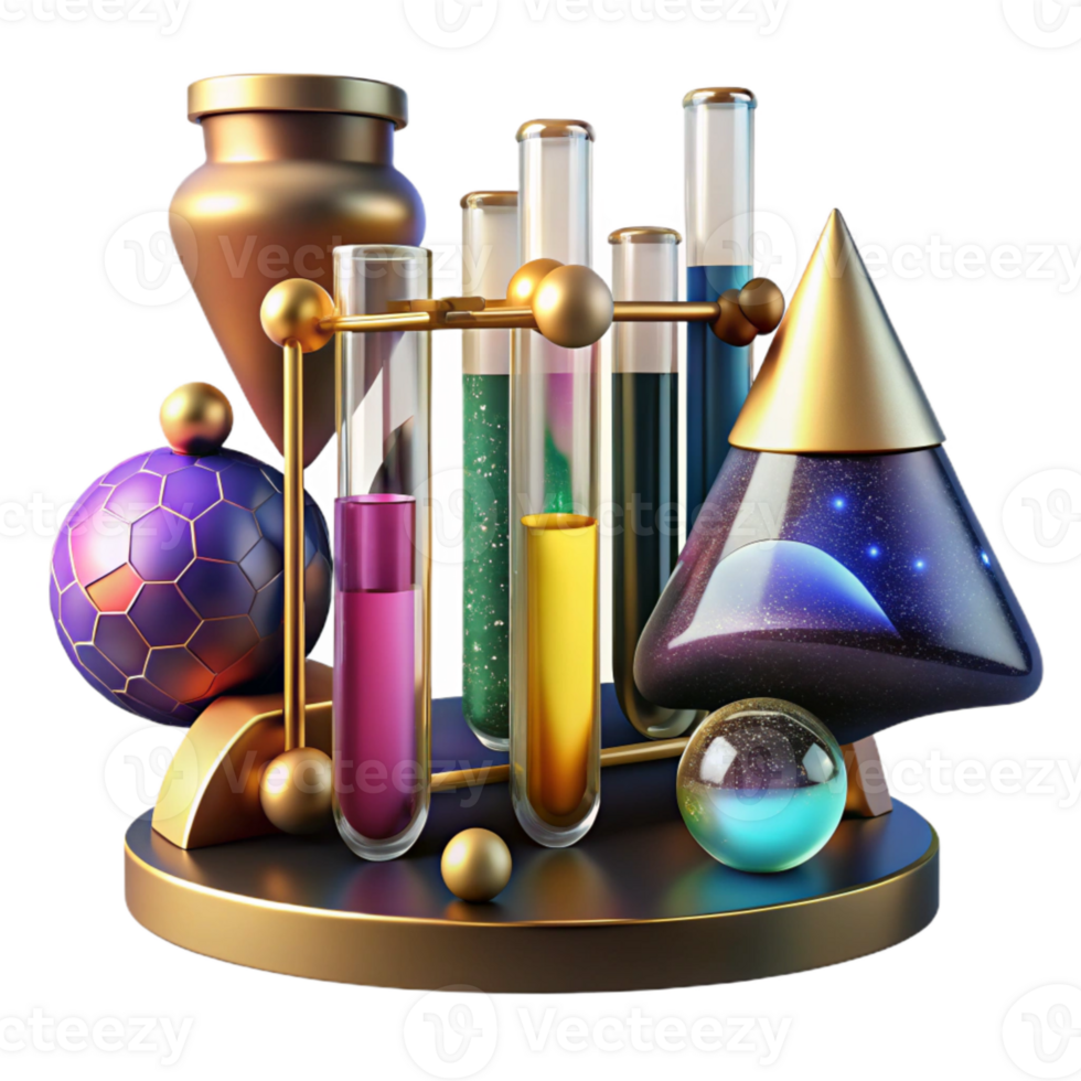 magnificent artistic Colorful Test Tubes Laboratory Equipment Isolated authentic png