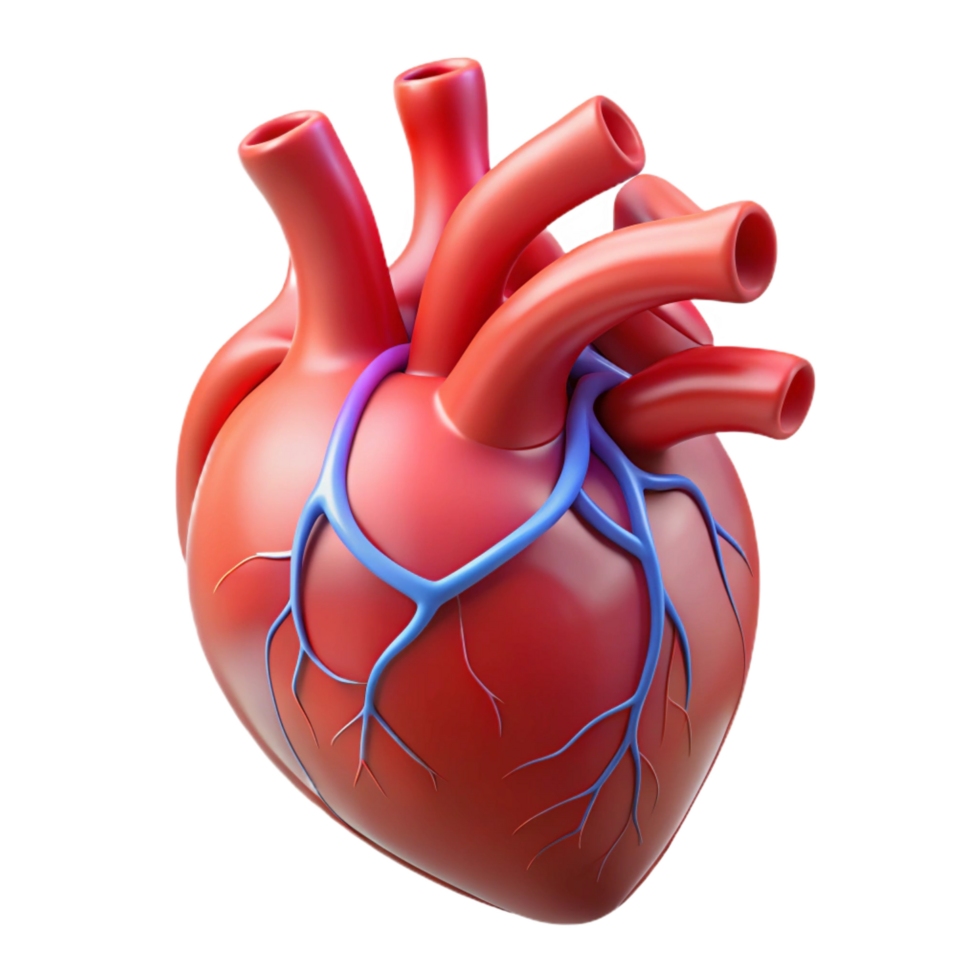 fascinating industrial A detailed illustration of a human heart with glowing veins. NO BACKGROUND with Transparent Background. museum quality png