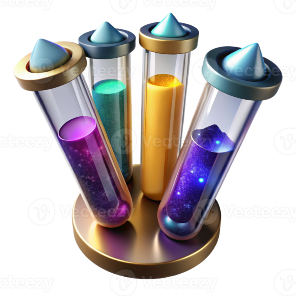 dramatic traditional Colorful Test Tubes Science Experiment Isolated Element high quality png