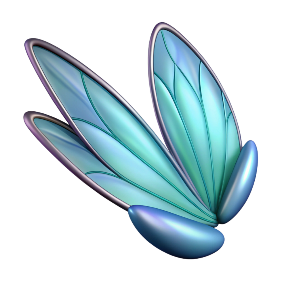 ethereal striking A single, detailed illustration of a fairy wing. NO BACKGROUND with Transparent Background. perfect clarity png