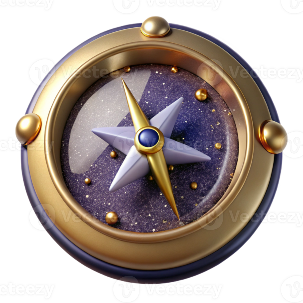 serene artistic Compass Top View Isolated Element professional png