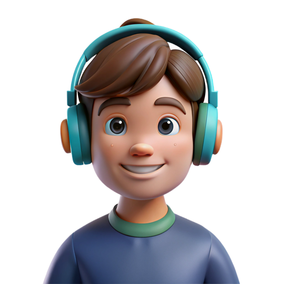 ethereal beautiful Teenage boy with headphones NO BACKGROUND with Transparent Background. professional png