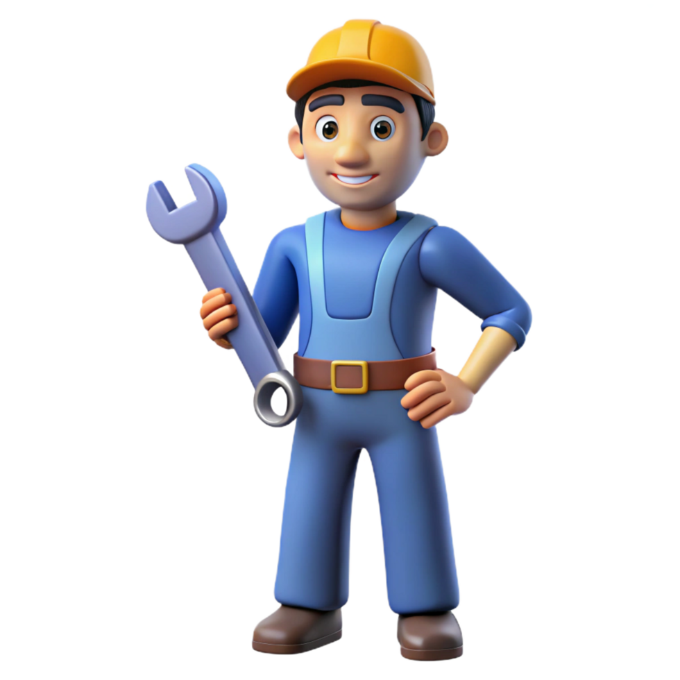 glorious rare Mechanic holding a wrench NO BACKGROUND with Transparent Background. png
