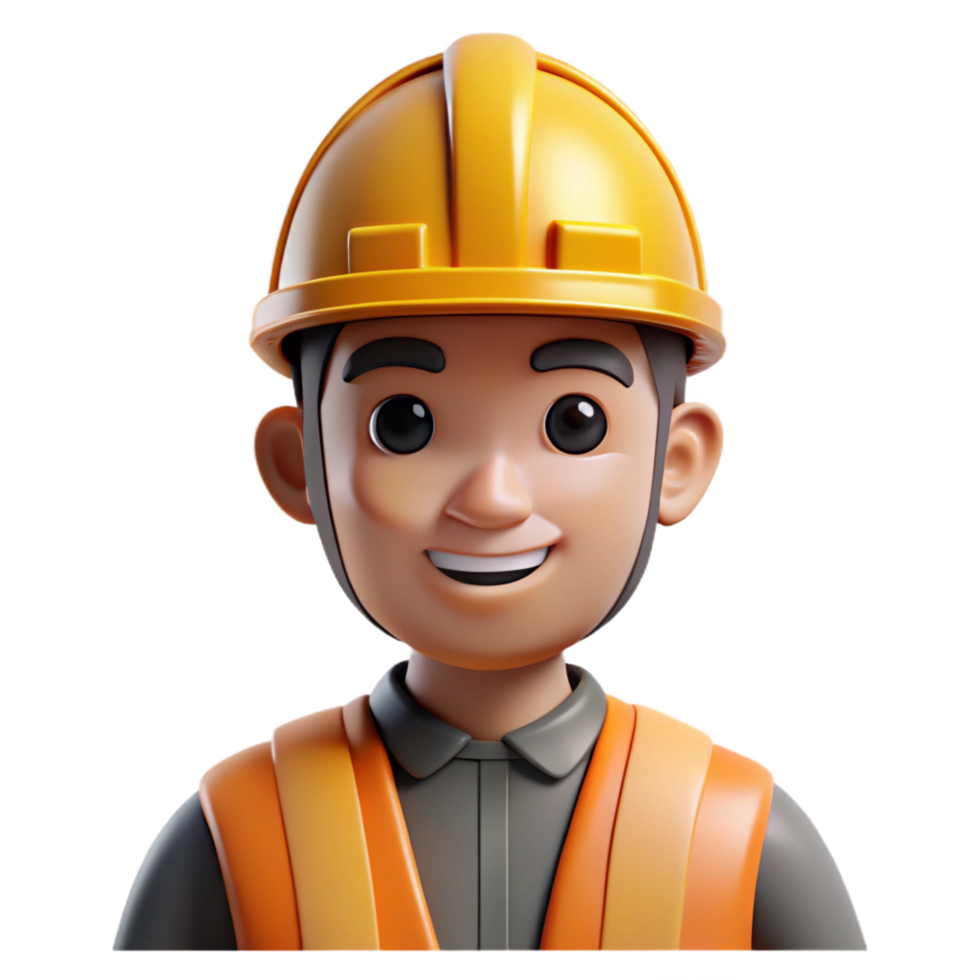 exquisite contemporary Construction worker in hardhat NO BACKGROUND with Transparent Background. 8K png