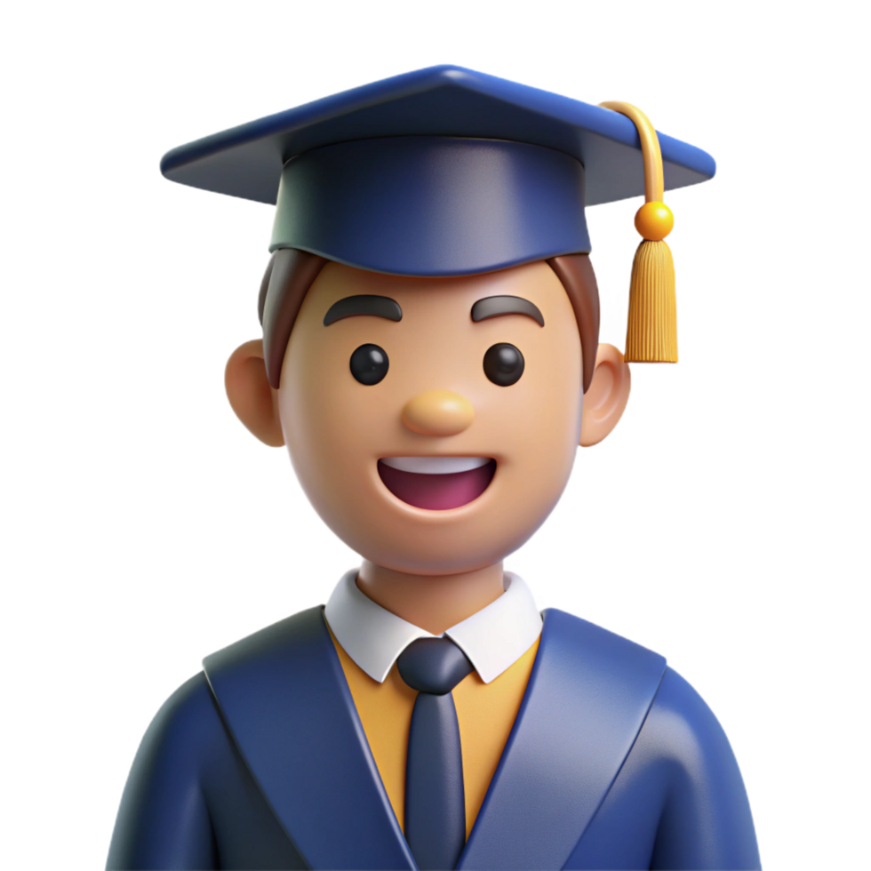exemplary modern Graduate in cap and gown NO BACKGROUND with Transparent Background. fine detail png