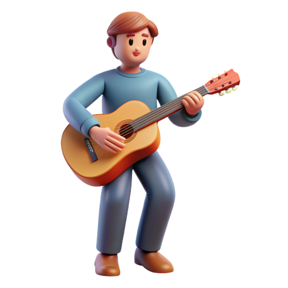 hypnotic minimalist Musician playing a guitar NO BACKGROUND with Transparent Background. sharp png