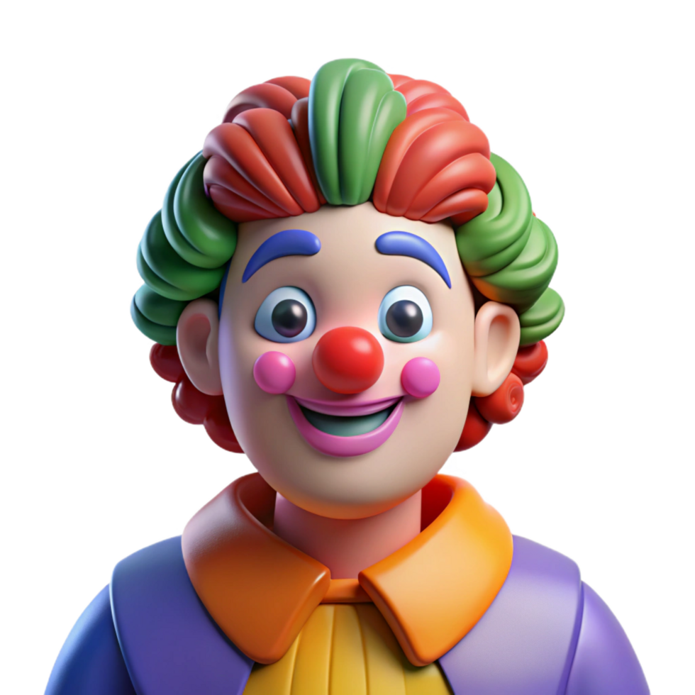 hypnotic timeless Clown with colorful makeup NO BACKGROUND with Transparent Background. png