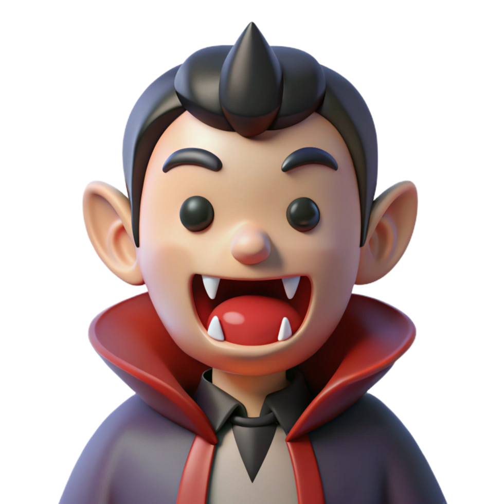 glorious minimalist Vampire with fangs NO BACKGROUND with Transparent Background. fine detail png