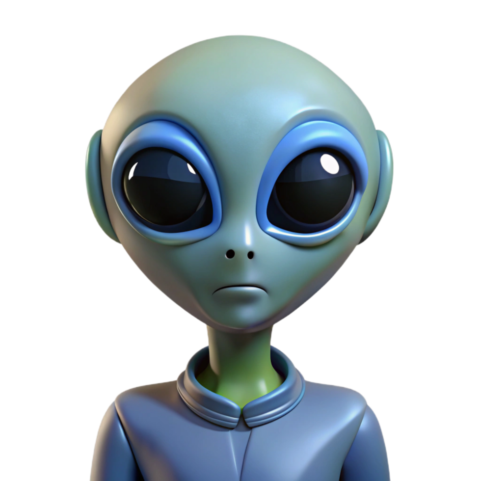 extraordinary avant-garde Alien with large head NO BACKGROUND with Transparent Background. gallery standard png