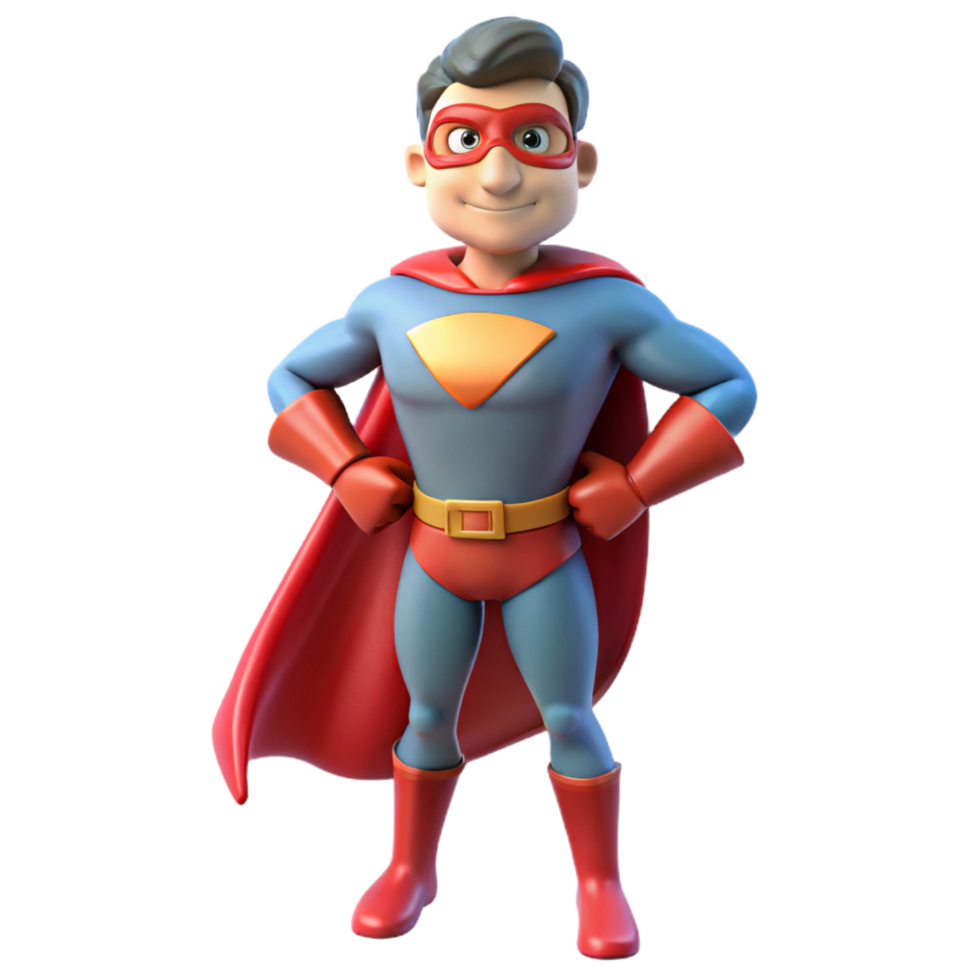 energetic gorgeous Superhero in costume NO BACKGROUND with Transparent Background. 8K png