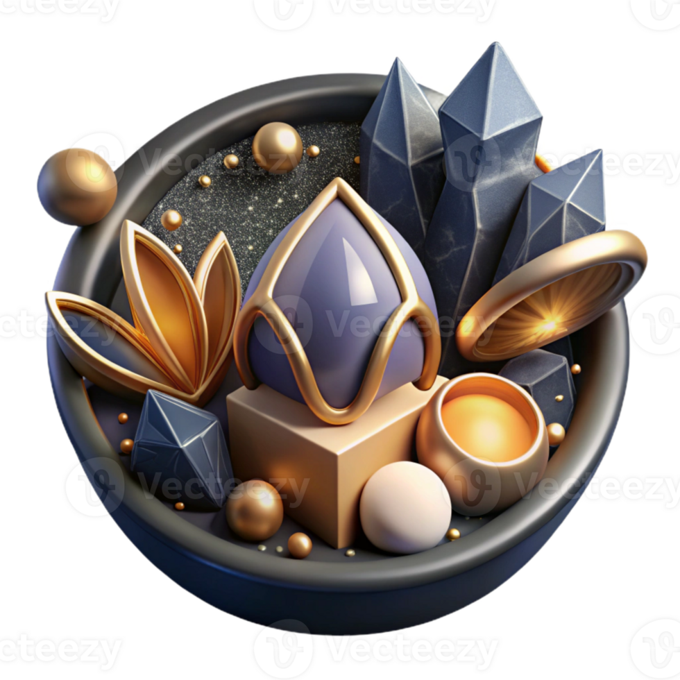 serene artistic Conceptual Iconography Design Cutout with Abstract Idea detailed png
