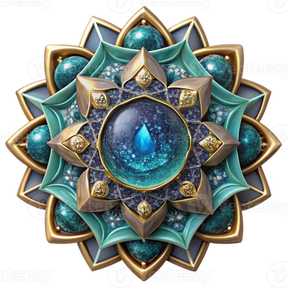 dramatic modern Complex Mandala with Intricate Details Cyan Transparent png