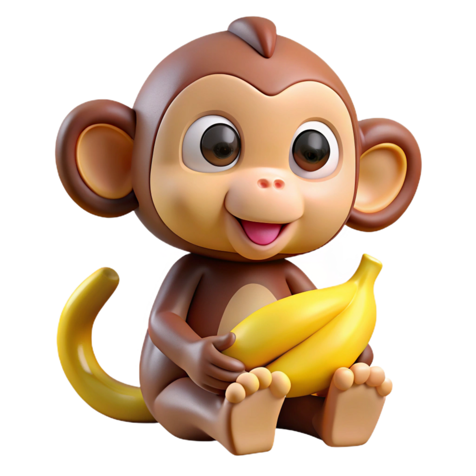 elegant exceptional Monkey eating a banana NO BACKGROUND with Transparent Background. png
