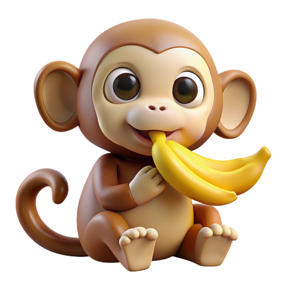gorgeous exemplary Monkey eating a banana NO BACKGROUND with Transparent Background. png