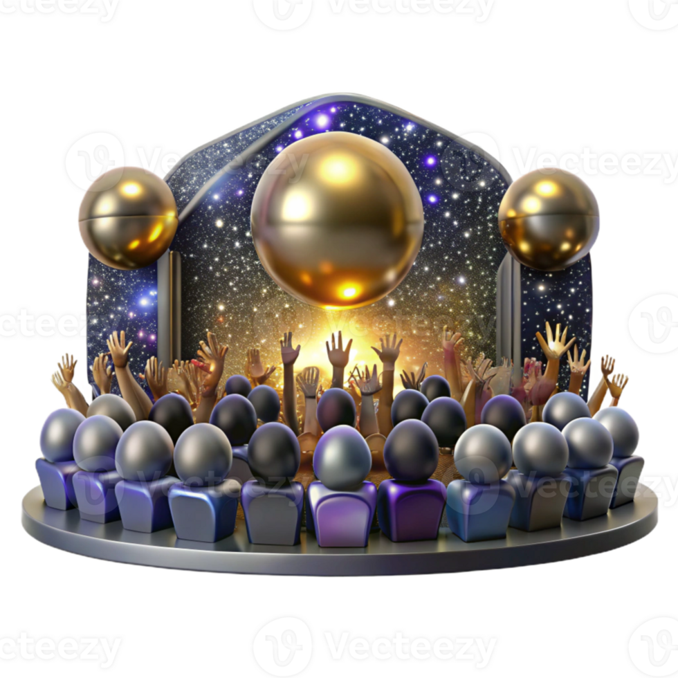 stunning classic Concert Crowd Silhouette Isolated on Transparent Background high resolution png