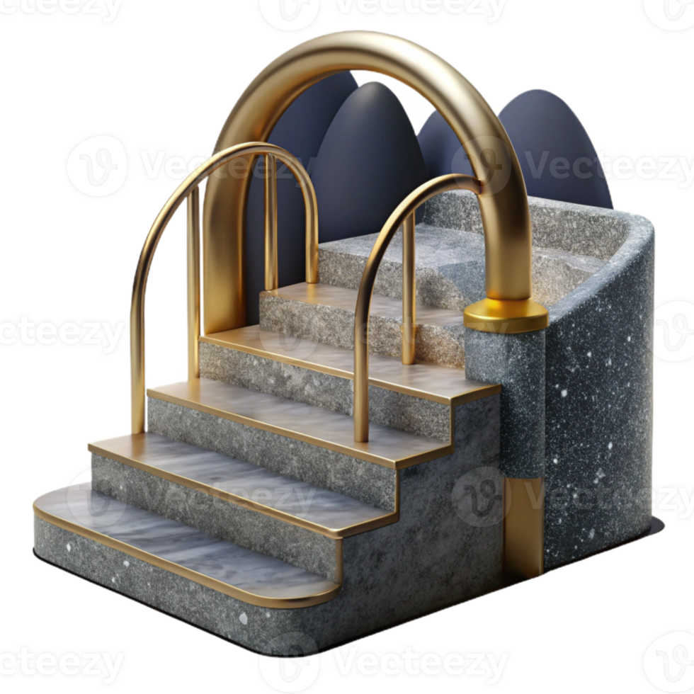 impressive modern Concrete Staircase with Metal Railing Isolated Element professional png