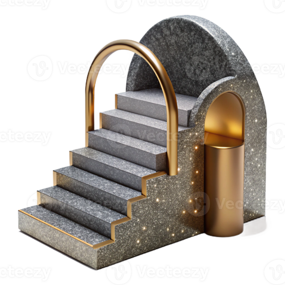 wonderful vintage Concrete Staircase with Metal Railing Isolated Element authentic png