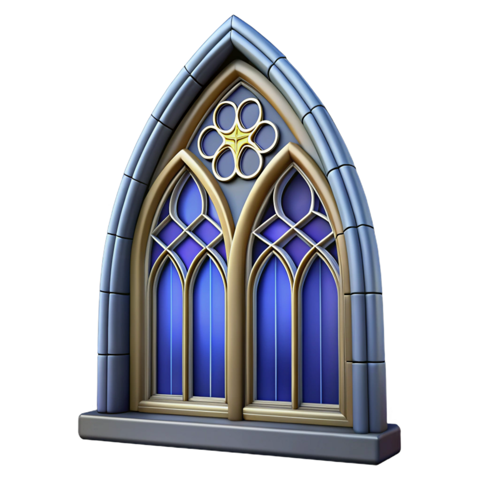 elegant memorable Gothic cathedral stained glass window, NO BACKGROUND with Transparent Background. png