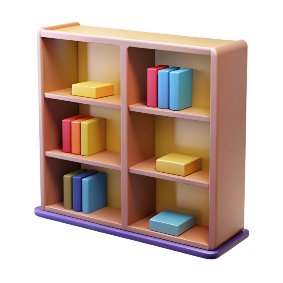 impressive distinguished Bookshelf, NO BACKGROUND with Transparent Background. png