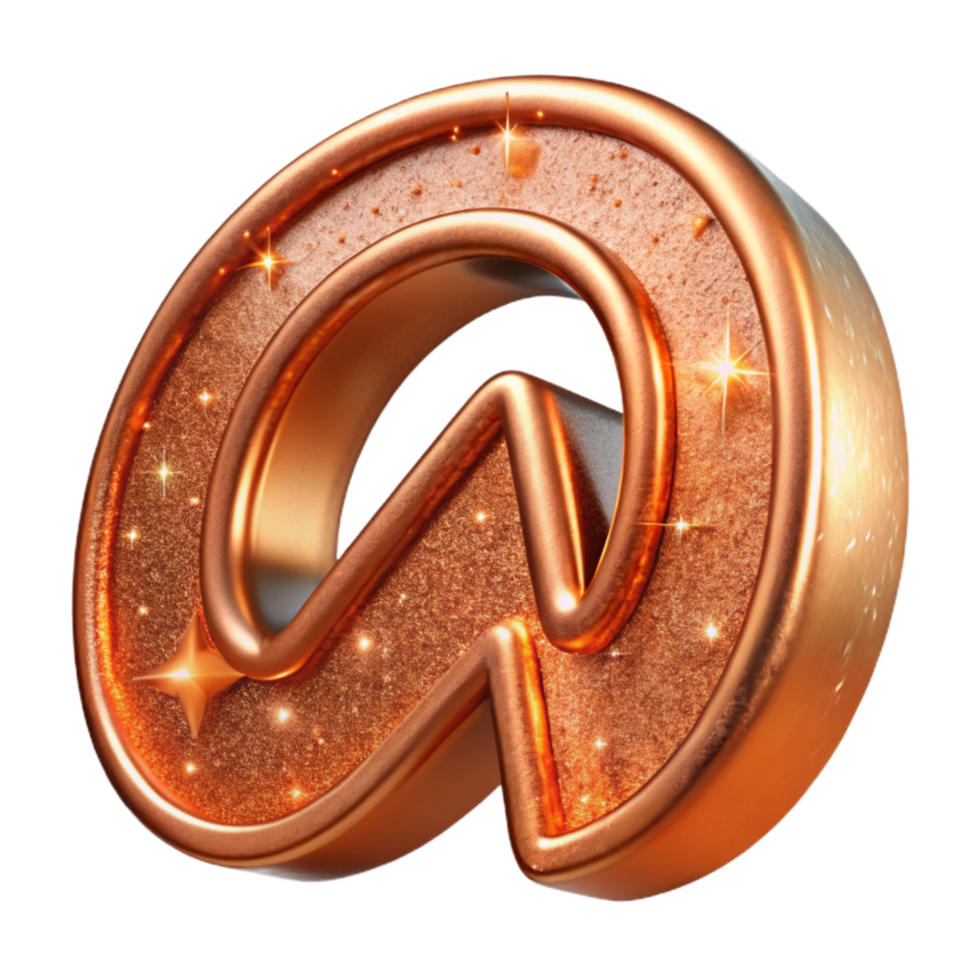 elegant abstract Copper Modern Font Alpha Symbol Isolated on Transparent Background detailed png