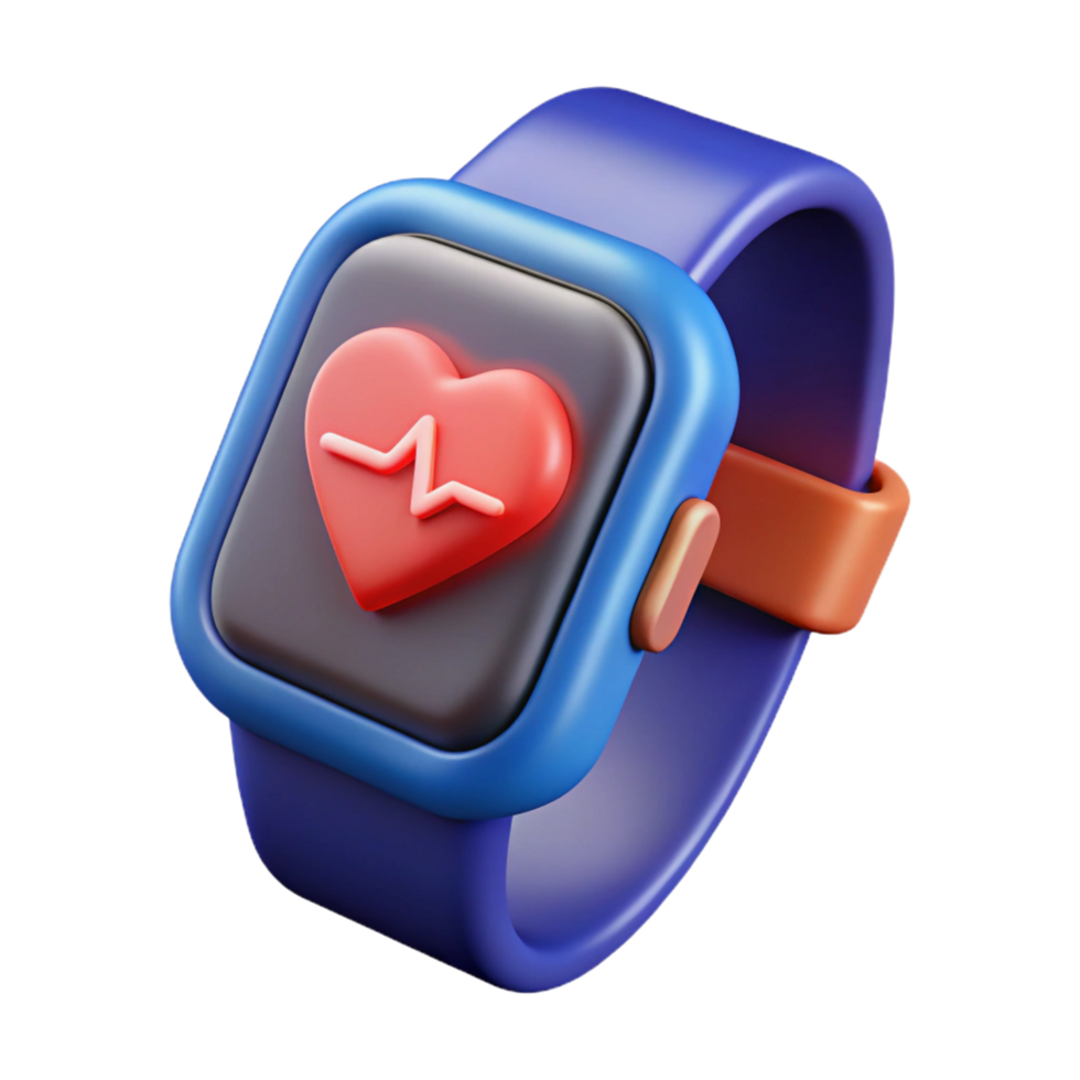 exquisite playful minimalist Smartwatch displaying heart rate monitor data NO BACKGROUND with Transparent Background. masterfully captured png