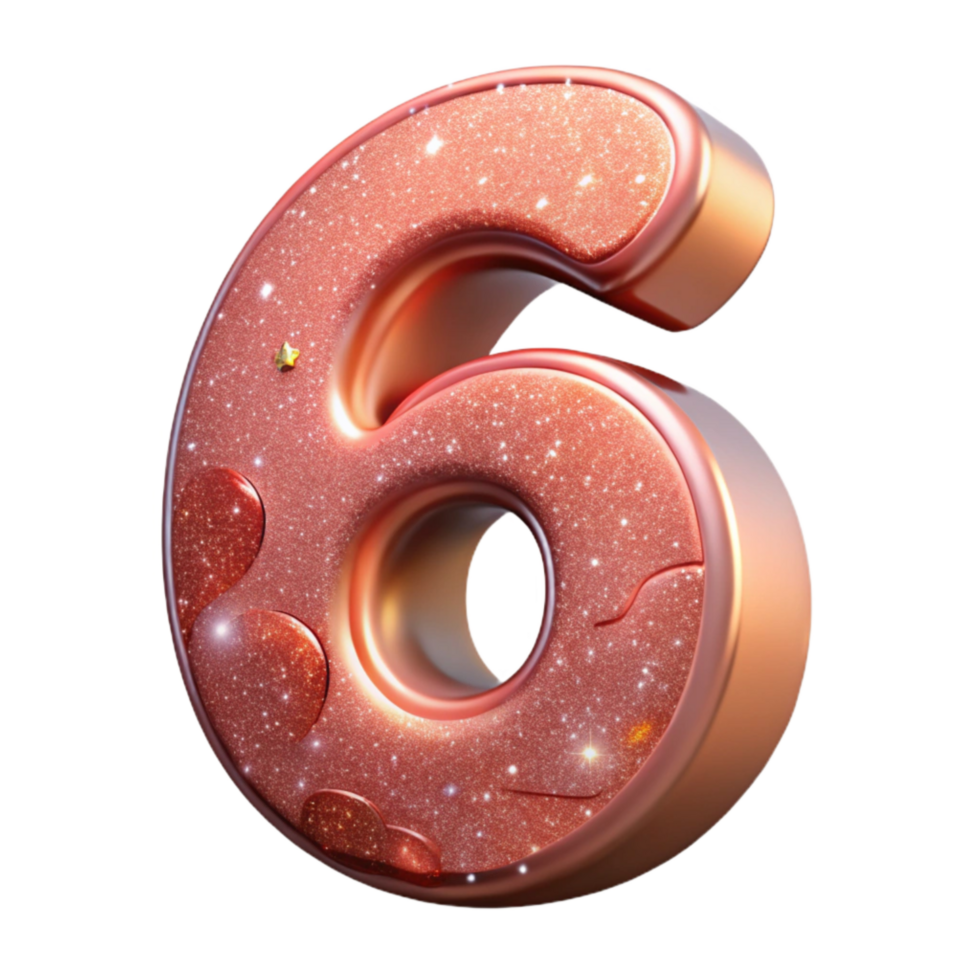 wonderful traditional Coral Modern Font Number 6 Isolated on Transparent Background high resolution png
