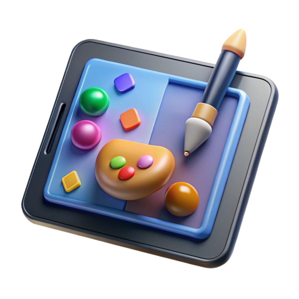 exquisite acclaimed Tablet displaying digital art creation software NO BACKGROUND with Transparent Background. png