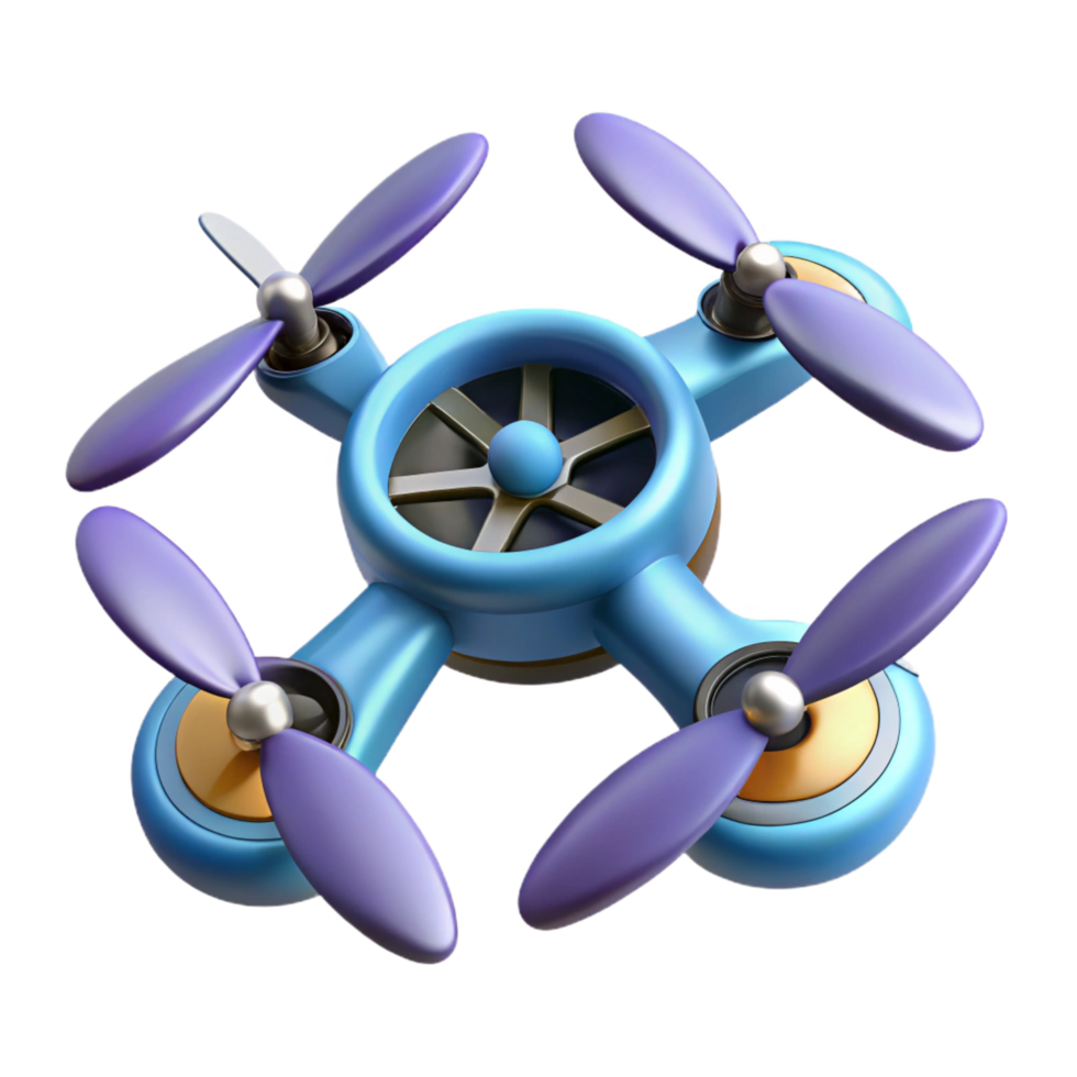 energetic stunning Drone propellers spinning aerial photography drone NO BACKGROUND with Transparent Background. sharp png