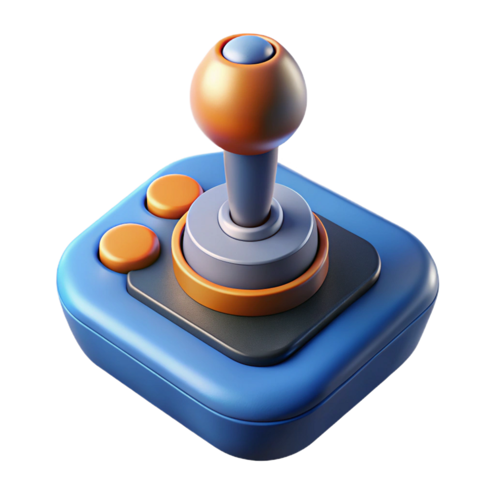 exemplary tropical Joystick gaming controller flight simulator input device NO BACKGROUND with Transparent Background. 8K png