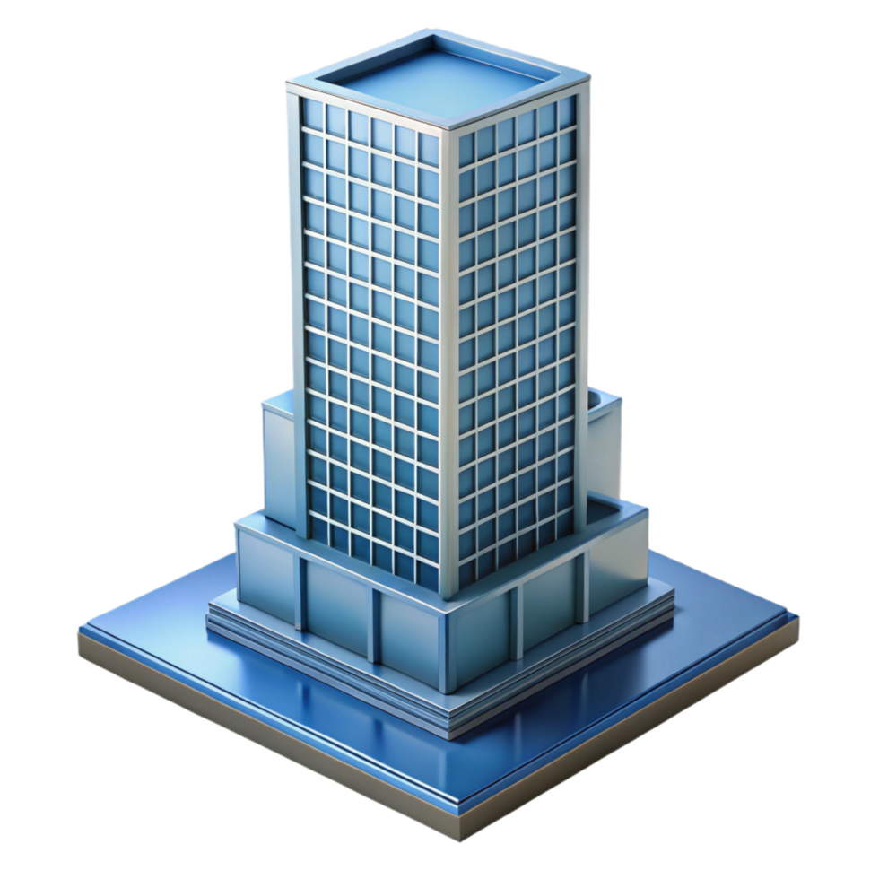exquisite ethereal rustic Modern skyscraper architectural model, NO BACKGROUND with Transparent Background. museum quality png