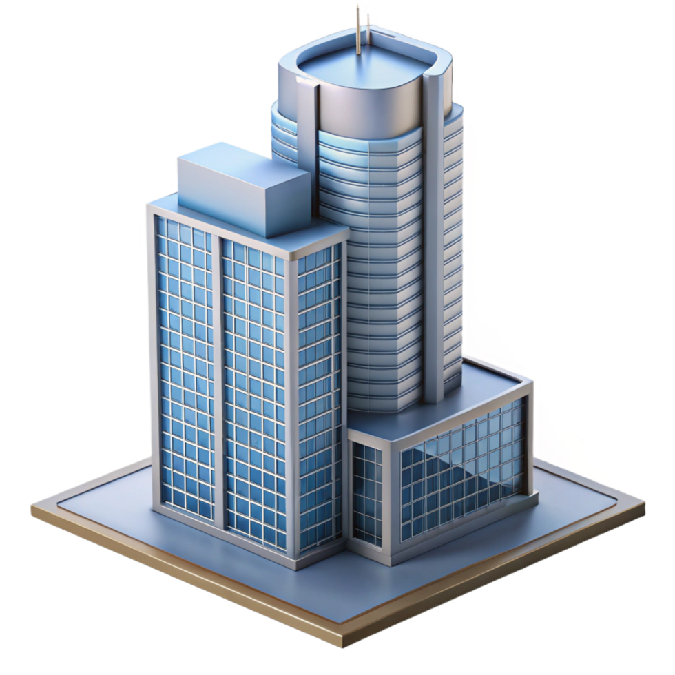 energetic glorious Modern skyscraper architectural model, NO BACKGROUND with Transparent Background. genuine png