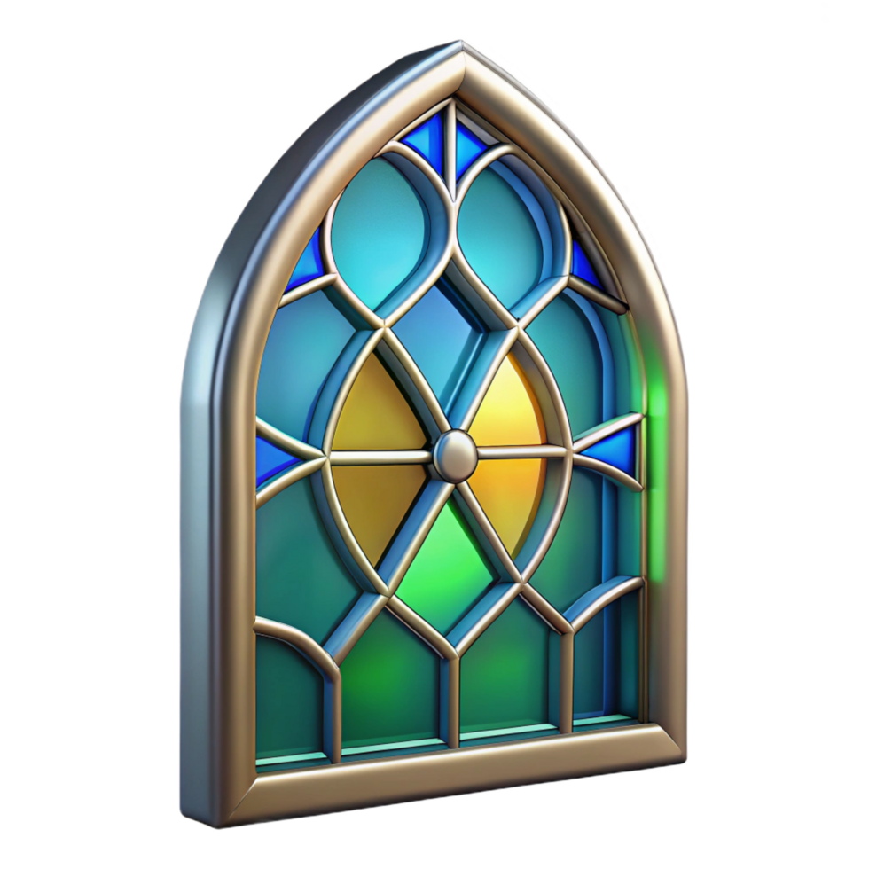 energetic vibrant Stained glass window, abstract design, NO BACKGROUND with Transparent Background. flawless png